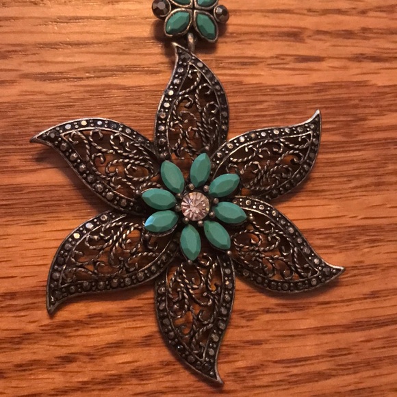 Turquoise and Marcasite Necklace - Picture 1 of 7